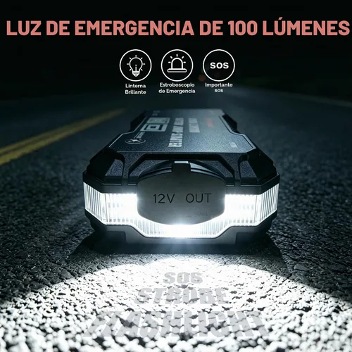 Vista 5 de Arrancador de salto 2000A para 8.0L Gas/6.5L Diesel con USB y LED