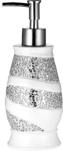 Vista 9 de Zahari Home Dispensador de jabón/loción Sinatra Diseño único de mosaico de vidrio brillante, negro