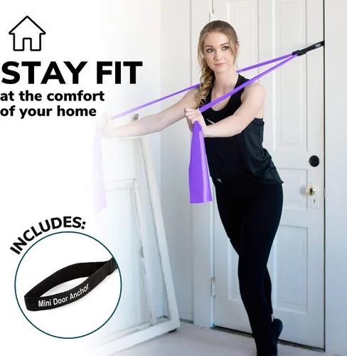 Vista 6 de Resistance Bands for Working Out 7Ft Long Resistance Bands Super Exercise Bands with Carry Pouch and Door Anchor I Latex Free Workout Bands