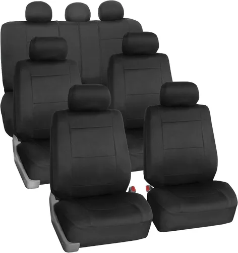 Vista 9 de FH Group Juego completo de fundas de neopreno impermeables para asiento de automóvil, de tres filas y 7 plazas, listas para bolsa de aire