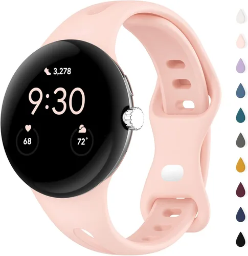 Vista 19 de Correas delgadas compatibles con Google Pixel Watch 4 3 (41mm)/Pixel Watch 2 1, correas ajustables transpirables de silicona suave deportiva