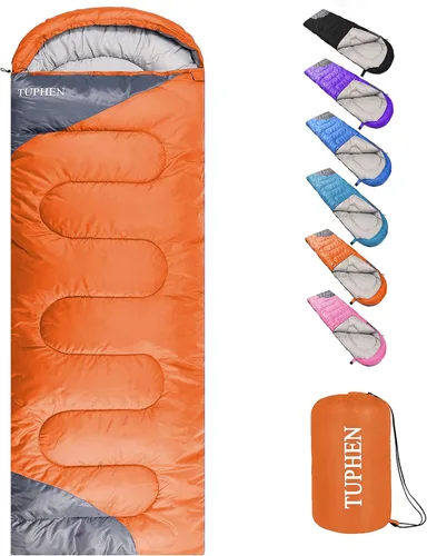 Vista 16 de tuphen - Sacos de dormir para adultos, niños, niñas, mochileros, senderismo, camping, forro de microfibra, clima frío y cálido, 4 estaciones, uso