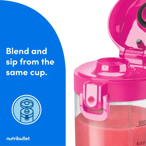 Vista 11 de NutriBullet Licuadora portátil, inalámbrica, recipiente de 20oz, licuadora personal, recargable por USB-C, rosa brillante, NBPB50100BP