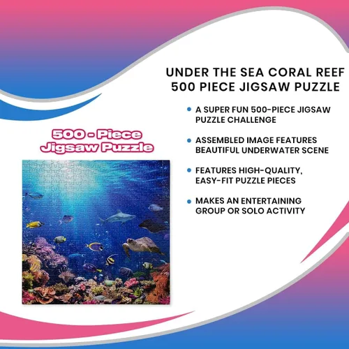 Vista 6 de Under the Sea Coral Reef - Rompecabezas de 500 piezas para adultos y niños Tablero interactivo para el cerebro, juguetes educativos