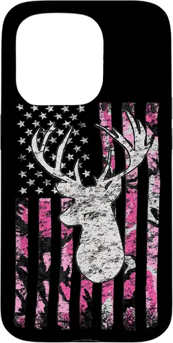 Vista 14 de Pink Camo American Flag Deer Hunter Women's Hunting Case for iPhone 17