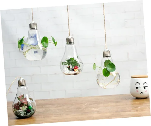 Vista 6 de Toddmomy Macetas redondas de cristal para colgar en la pared de las cuerdas de las macetas para las plantas de aire