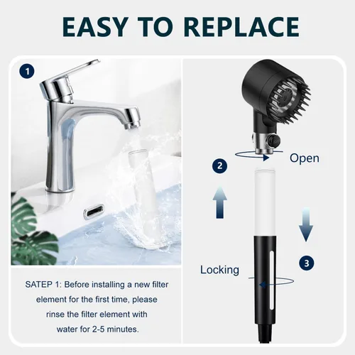 Vista 2 de Filtro de ducha, compatible con PWERAN/Fitespot Filtro de ducha para filtro de agua dura de cloro, paquete de 4 filtros de repuesto de 18 etapas