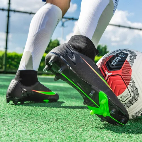 Vista 5 de Tenis de fútbol unisex para adultos, para interiores y adultos, tacos de fútbol de tierra firme para hombre, FG, para actuación juvenil, tenis