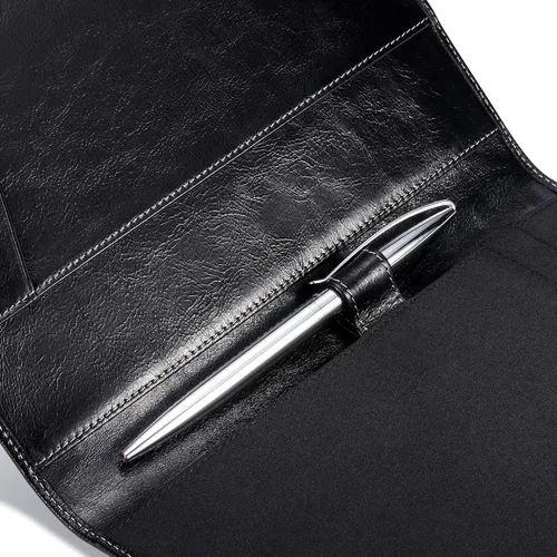 Vista 4 de Portafolios Junior de Cuero para Hombres y Mujeres con Presilla para Bolígrafo, Piel de Becerro Italiana, Carpeta Portafolio de Negocios