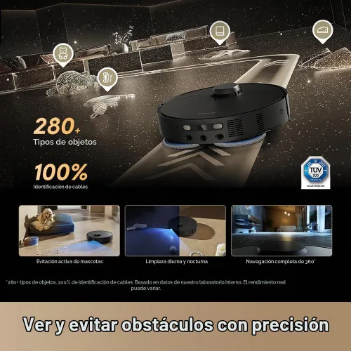 Vista 9 de dreame Matrix10 Pro Robot Aspirador y Trapeador con AI RGB Evitar Muelle de conmutación multitrapeador para múltiples superficies, succión de 30,000
