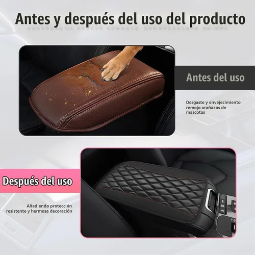 Vista 4 de Ohleats - Almohadilla de consola central para automóvil, funda protectora impermeable de cuero PU para reposabrazos de auto, cómoda alfombrilla