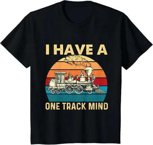 Vista 37 de Camiseta con texto en inglés "I Have A One Track Mind - Trainspotter Model Train Railroad, Negro, S