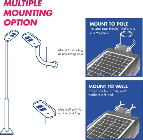 Vista 4 de Wagan EL8590 - Luz de calle solar LED integrada de 2000 lúmenes con control remoto, luz de inundación de seguridad, sensor de movimiento