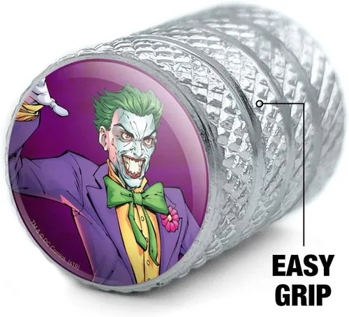 Vista 3 de GRAPHICS & MORE Batman Joker Carácter Llanta Llanta Llanta Aluminio Válvula Stem Caps