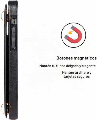 Vista 5 de Funda tipo cartera compatible con iPhone 13, funda protectora delgada con tarjetero, cuero PU con soporte y ranuras para tarjetas con un cristal