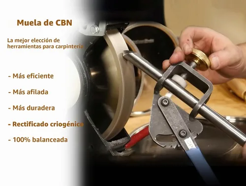 Vista 6 de Rueda de molienda CBN UF-SHARP de 8 pulgadas, grano 80, 1" de ancho, eje de 5/8", adecuada para todo tipo de amoladoras de banco de 8 pulgadas