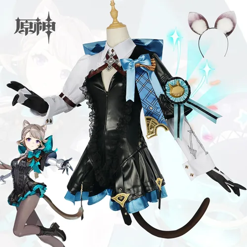 Vista 2 de Juego Genshin Impact Lynette Cosplay Ropa Halloween Juego de rol Lynette Vestidos Trajes