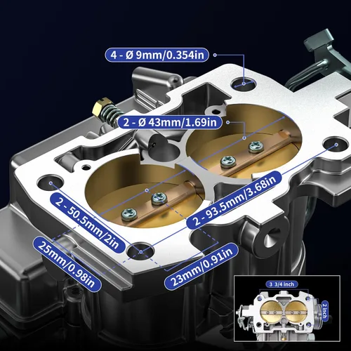 Vista 2 de Carburador marino de 2 barriles de carbohidratos para motores Mercruiser 3.0L 2.5L 4 CYL con chorros de estrangulador eléctrico, varillaje largo