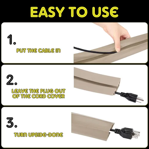 Vista 4 de Pangda Cubierta para cable de suelo, protector de cable resistente para exteriores, suave, organiza y protege el cable en el suelo para oficina