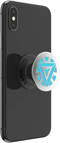 Vista 2 de PopSockets Agarre adhesivo para teléfono, soporte, soporte para teléfono, Marvel - Reactor de arco esmaltado