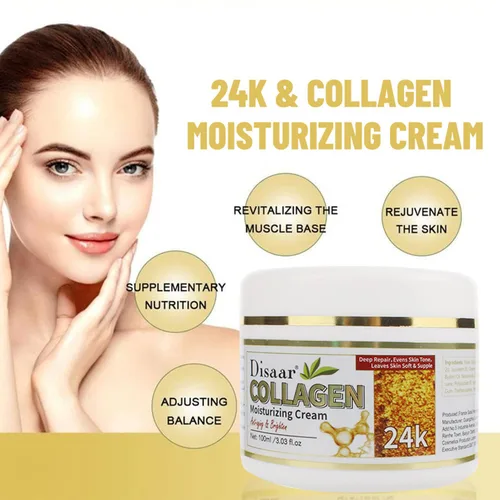 Vista 8 de DISAAR Beauty Crema Hidratante de Colágeno Anti-Envejecimiento Anti-Arrugas Hidrata Reparación de la Piel 3.4 fl oz/3.03fl.oz (Oro 24K)