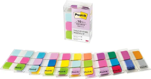 Vista 13 de (Amazon.co.jp Exclusive) 686-3MC-1N Post-it Film Sticky Notes, Label, Index, Thick, Multicolor, 1.6 x 0.7 inches (40 x 18 mm), 3 Colors, 10 Sheets