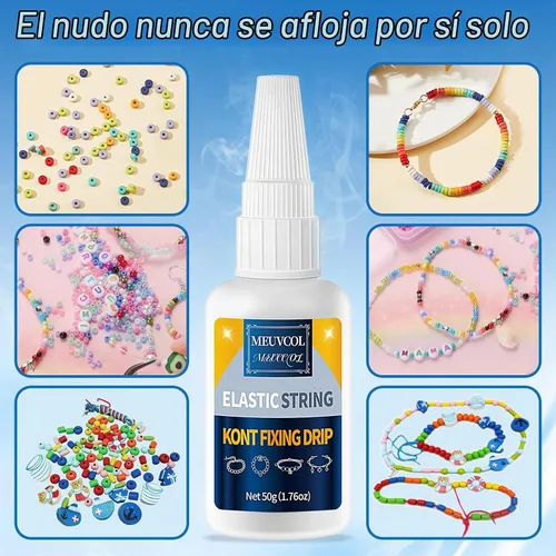 Vista 2 de Meuvcol Pegamento para pulsera de joyería para nudo elástico, 2 piezas de pegamento de cuentas de arcilla transparente para abalorios de cuentas