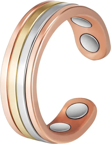 Vista 13 de Anillos de cobre para mujer, anillo magnético ajustable de cobre puro (FUTI)