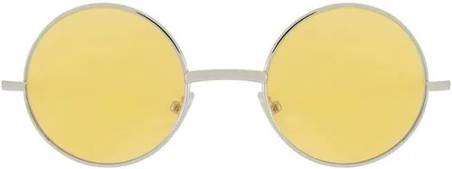 Vista 6 de OWL Gafas de sol redondas con marco de metal, círculo, retro, hippie, protección UV400 Lente verde-transparente de 2 tonos / dorado