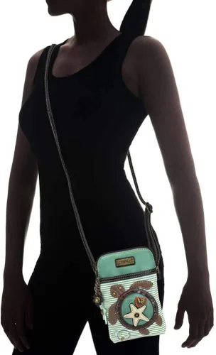 Vista 6 de Chala Convertible Cruz-cuerpo ajustable correas y Star Zipper Turtle Stripe
