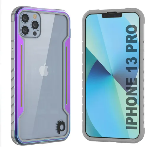 Vista 13 de Punkcase Diseñada para iPhone 13 Pro [Armor Stealth Series] funda protectora de grado militar con marco de aluminio [parte trasera transparente]