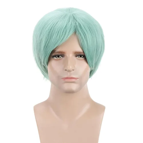 Vista 26 de RightOn Peluca marrón corta para disfraz, pelucas cortas marrones para hombre y mujer, fiesta de cosplay