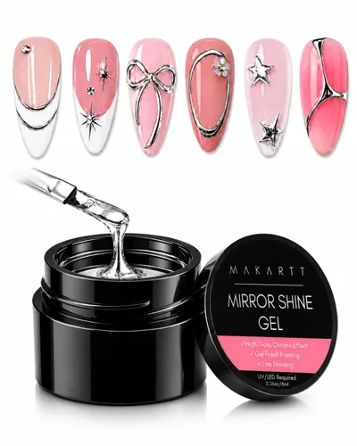 Vista 12 de Makartt Juego de Esmalte de Uñas en Gel Cromado: Esmalte de Uñas en Gel Metálico, Pintura Metálica 3D en Plata y Oro para Arte en Uñas, Secado