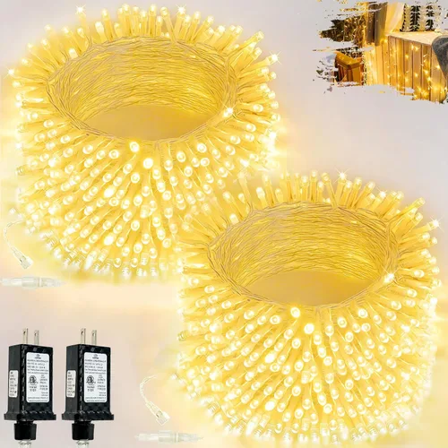 Vista 10 de Paquete de 1 cadena de luces conectables para interiores, 33 pies, 100 luces LED, 13 modos, luces de hadas parpadeantes, enchufables, impermeables