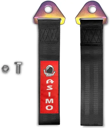 Vista 3 de Q1-TECH, Correa de remolque JDM – Cinturón de remolque de carreras deportivas, gancho de cuerda de tracción personalizado para parachoques delantero