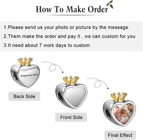 Vista 3 de Dije de foto personalizable, diseño de corazón con dije con tus seres queridos, para mujer, para regalo de madre e hija, para brazalete o collar