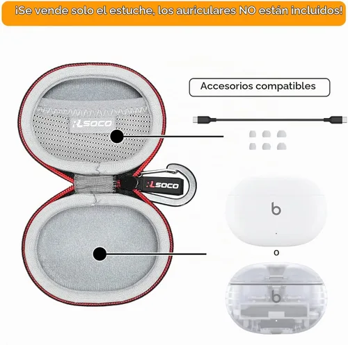 Vista 2 de RLSOCO Estuche de transporte para Beats Studio Buds/Studio Buds+ Auriculares inalámbricos con cancelación de ruido - Negro (solo funda)