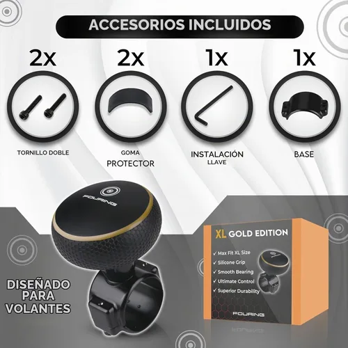 Vista 8 de BL - Pomo giratorio para volante, ajuste antideslizante universal, ABS y acabado de silicona premium, perilla suicida con rodamiento de bolas