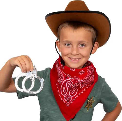 Vista 2 de Disfraz d sheriffSombrero vaquero con accesorios de cowboy Divertidos sombreros de fiesta de sheriff del oeste., M