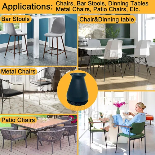 Vista 5 de Protectores de suelo de silicona extra pequeños para patas de silla con fieltro, se ajustan de 19/32 a 15/16 pulgadas, tapas de silicona para patas