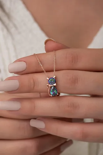 Vista 2 de Colgante de plata de ley 925 con piedra de topacio místico para mujer