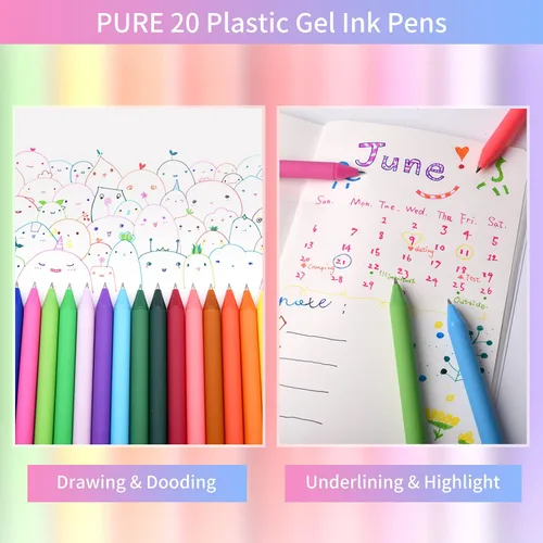Vista 8 de Bolígrafos de gel retráctiles, 20 colores surtidos