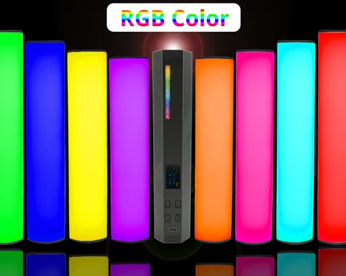 Vista 3 de Paquete de 2 varitas de luz RGB de mano W200, iluminación LED, luz de mano, luz de fotografía, Vlog con magnético CRI95+ 2500K-9000K batería