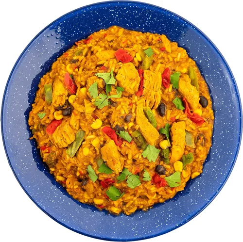Vista 6 de Mountain House Tazón de arroz adobo, pollo y fajita de estilo mexicano, paquete de alimentos liofilizados para mochileros y campamentos
