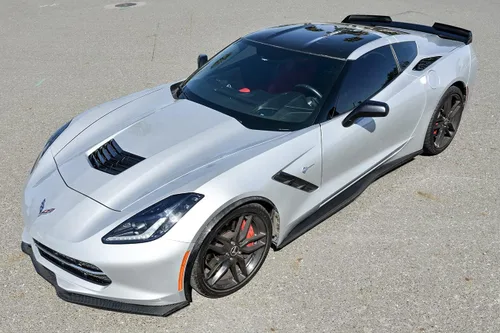 Vista 10 de Repuesto para Chevrolet Corvette C7 2014 Z06 Z07 Stage 2 Style Front Bumper Lower Lip Splitter (plástico ABS - fibra de carbono hidrosumergida)