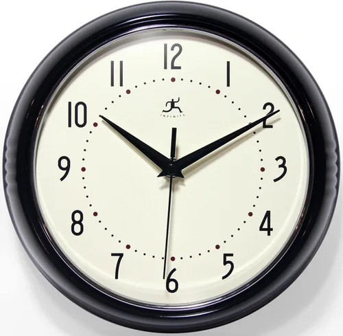 Vista 8 de Infinity Instruments Reloj de pared retro, reloj cuadrado de 9 pulgadas, silencioso sin tictac, moderno de mediados de siglo, reloj de cocina, reloj