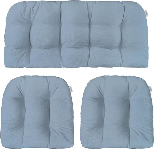 Vista 9 de RSH DECOR: Sunbrella - Juego de 3 cojines de mimbre copetudos 41 x 19 pulgadas y 19 x 19 pulgadas Fabricado con tela de rendimiento Sunbrella