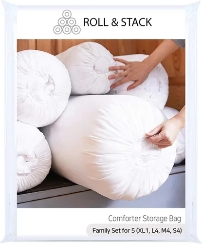 Vista 16 de Roll&Stack - Organizador de bolsas de almacenamiento, S (20 L) x 2, rosa, perfecto para edredones, mantas, ropa de cama, ropa voluminosa y chaquetas