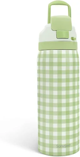 Vista 18 de Botella de agua de acero inoxidable con bandera estadounidense, aislada al vacío, tapa de botón, 32 onzas, regalos para patriota 4 de julio