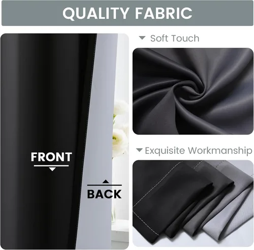 Vista 3 de SimpleHome Cortinas Pequeñas Negras Impermeables con Bolsillo para Barra Suave para Cocina, Cortinas Impermeables con Bolsillo para Barra